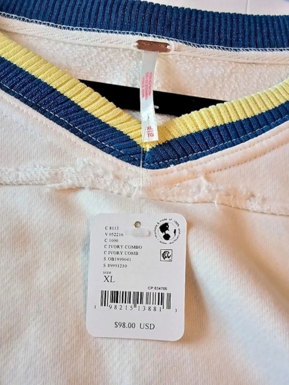 FP Movement Color Block Pullover White XL NWT - Picture 2 of 9